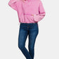 Zenana Cozy In The Cabin Acid Wash Fleece Half Snap Sweatshirt with Pocket in Mauve