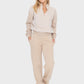Mono B My Perfect Partner Elastic Waist Fleece Pants with Pockets in Tan