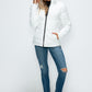 How Dare U Embrace The Chill Pocketed Zip Up Puffer Jacket with Removable Hood in White