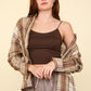 VERY J Falling For Plaid Contrast Plaid Raw Detail Shirt in Taupe