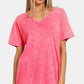 Zenana Cute in Strawberry Washed Short Sleeve V-Neck T-Shirt