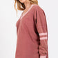 SAGE + FIG Mulberry Lane Mineral Wash Side Slit Contrast T-Shirt