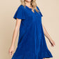 Culture Code Saving You Time Short Sleeve Ruffled Asymmetric Hem Dress in Royal