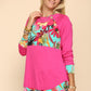 Celeste Tropical Vibes Long Sleeve T-Shirt in Fuchsia