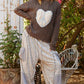 POL Peace and Love Cable-Knit Peace Patch Dropped Shoulder Sweater in Dark Gray