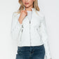 Snobbish Biker Babe PU Leather Zip Up Jacket with Pockets in White