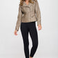 Coalition LA Classy With An Attitude Studded Classic Moto Faux Leather Jacket in Mocha
