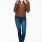 YMI Hooded and Happy Removable Faux Layered Multi-Pocket Jacket with Fuzzy Hood in Rust