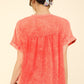 VERY J Head In The Clouds Nochted Short Sleeve Washed T-Shirt in Coral