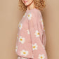 POL Petals Of Perfection Daisy Pattern Drop Shoulder Sweater in Soft Pink