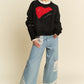 Davi & Dani Heartfelt Vibes Contrast Heart Dropped Shoulder Sweater