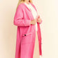 Davi & Dani Warm Me Up Side Slit Button Up Hooded Cardigan in Pink