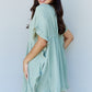 Ninexis Out Of Time Ruffle Hem Dress with Drawstring Waistband in Light Sage