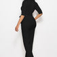 Driven Mock Neck Tie-Waist Half Sleeve Jumpsuit with Pockets