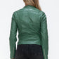 Snobbish Embrace The Day Faux Leather Zip Up Drawstring Hooded Jacket in Sage