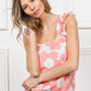 BiBi She's Blossoming Floral Waffle Ruffled Tank in Coral