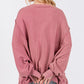 SAGE + FIG Warm Hearts Mineral Wash Side Slit Oversized Sweatshirt in Mulberry