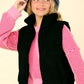 VERY J Fall Adventures Zip Up Padded Corduroy Puffer Vest in Black