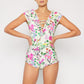 Marina West Swim Bring Me Flowers V-Neck One Piece Swimsuit Cherry Blossom Cream