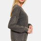 Zenana Laid Back Vibes Washed Dropped Shoulder Sweatshirt in Black