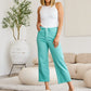 RFM Chloe Tummy Control High Waist Raw Hem Crop Jeans in Island Green