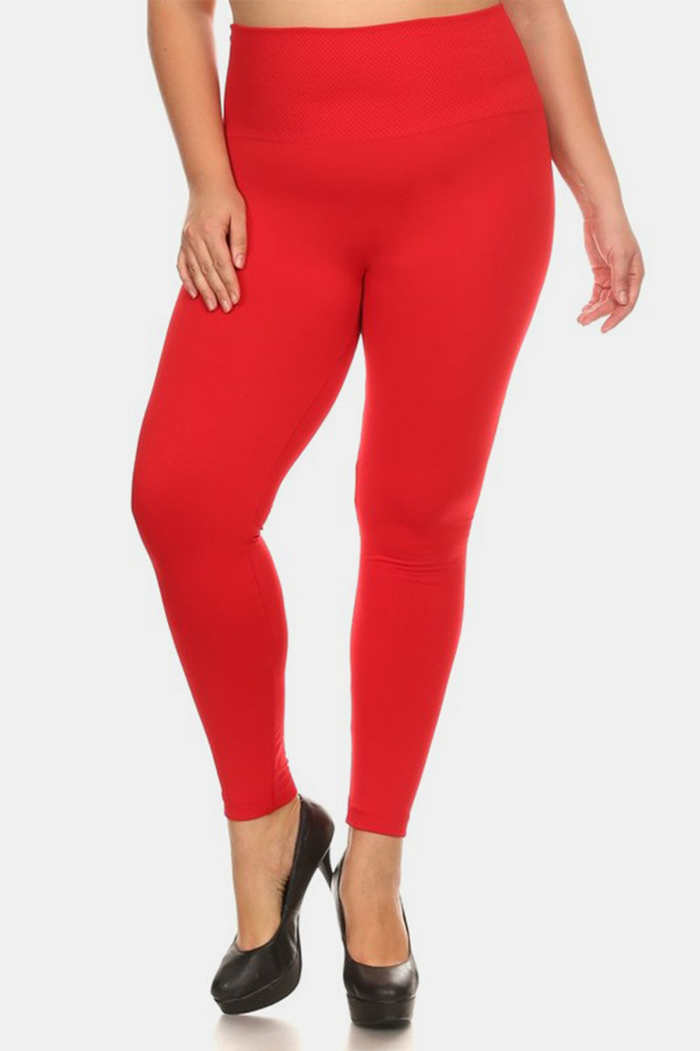 Yelete Ready For Action Seamless High Waist Fleece Leggings in Red