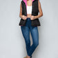Snobbish Cute and Cozy Snap and Zip Closure Hooded Vest in Black/ Rose Violet