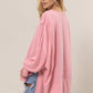 HYFVE Pink Cuddles French Terry Long Sleeve High-Low Slit Sweatshirt