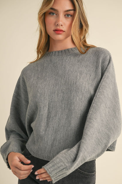 Mable Dolman Days Cropped Sweater in Heather Grey