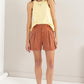 HYFVE Brunch Date High Waist Pleated Linen Shorts in Baked Clay