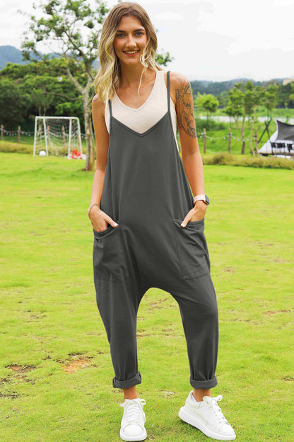 Double Take The Hot Shots Sleeveless V-Neck Pocketed Jumpsuit