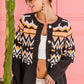 BiBi Cozy Canvas Ethnic Pattern Button Up Knit Cardigan