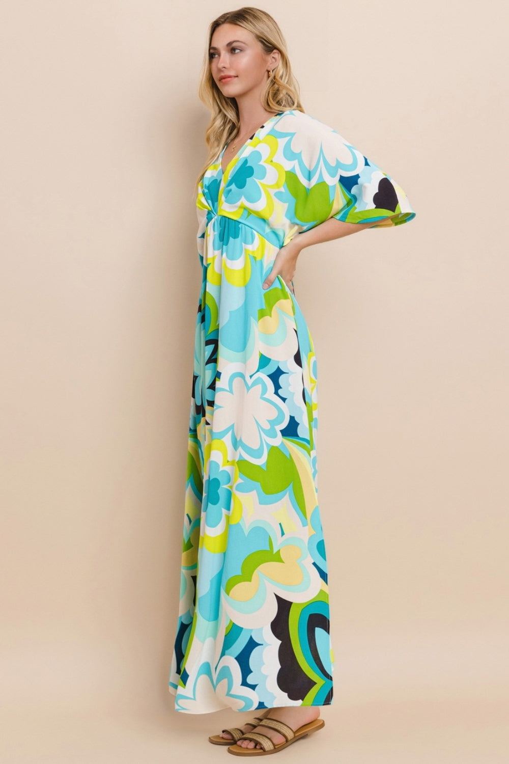 ODDI I'll Bring The Flowers Printed Slit Maxi Dress