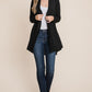 BOMBOM Love Song Open Front Long Sleeve Cardigan in Black