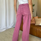 RFM Raelene High Rise Garment Dye Wide Leg Jeans in French Rose