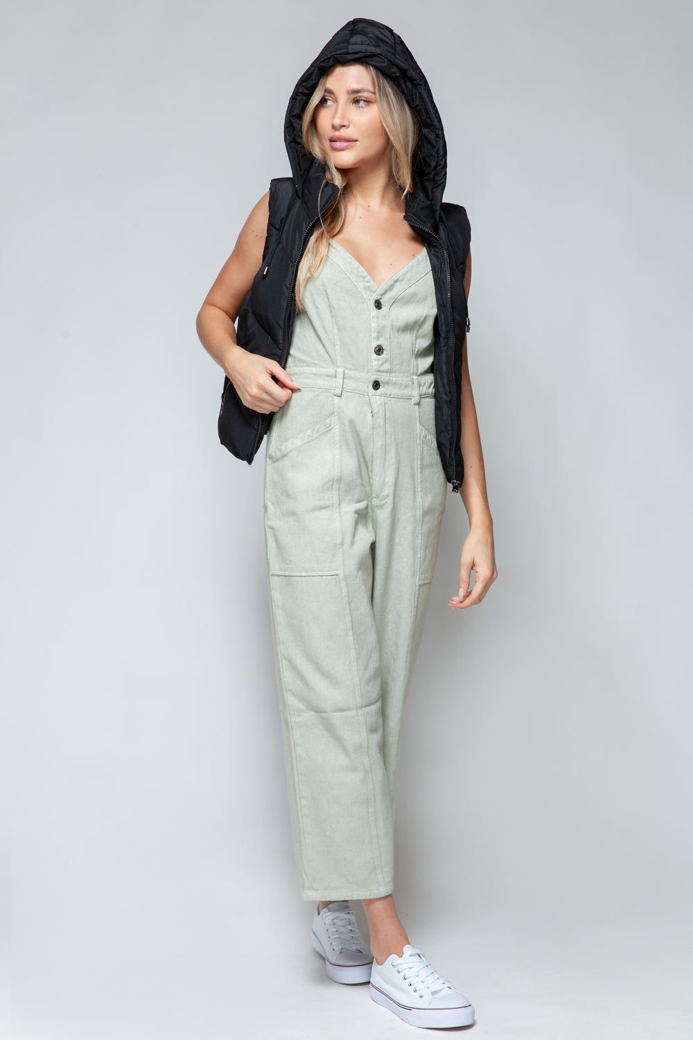 Snobbish A Quilted Beauty Zip Up Quilted Hooded Vest in Black