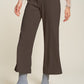 Davi & Dani Wide Awake Wide Leg Mid-Rise Pants in Chocolate