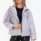 How Dare U My Favorite Layer Drawstring Hem PU Leather Zip Up Jacket in Lilac