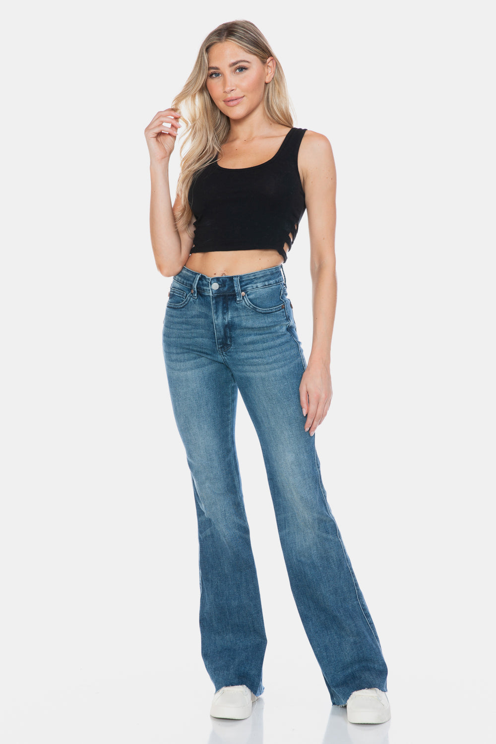 Judy Blue Sidney Tummy Control Cut Hem Flare Jeans