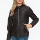 Snobbish A Wild Ride Faux Leather Biker Jacket with Side Zip Pockets in Chocolate