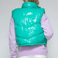 Snobbish A Quilted Touch Zip Up Turtleneck Shiny Quilted Vest in Green