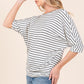 BOMBOM Casually Striped Boat Neck Dolman Sleeve Top in Ivory