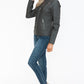 Snobbish Ready To Own The Night Faux Leather Zip Up Mock Neck Jacket in Charcoal