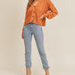 MABLE Buttoned Up Long Sleeve Button Down Sweater Cardigan in Rust