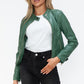 Snobbish Embrace The Day Faux Leather Zip Up Drawstring Hooded Jacket in Sage