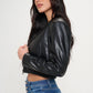 Coalition LA My Go To Bomber Zip Up Cropped Bomber Jacket in Black