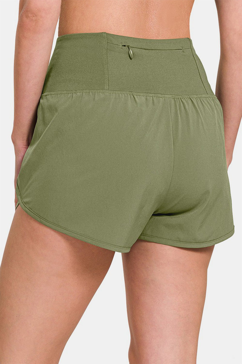 Zenana Work It Out High-Waisted Zippered Back Pocket Active Shorts