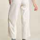 Davi & Dani Wide Awake Wide Leg Mid-Rise Pants in Cream
