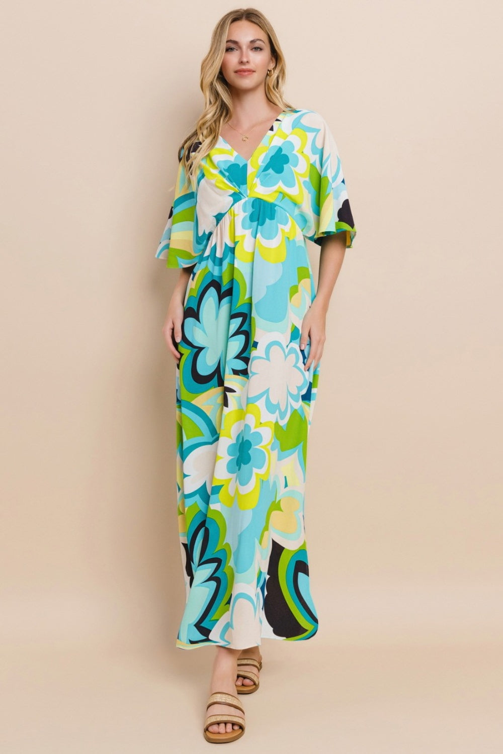 ODDI I'll Bring The Flowers Printed Slit Maxi Dress