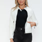 Snobbish Embrace The Day Faux Leather Zip Up Drawstring Hooded Jacket in White